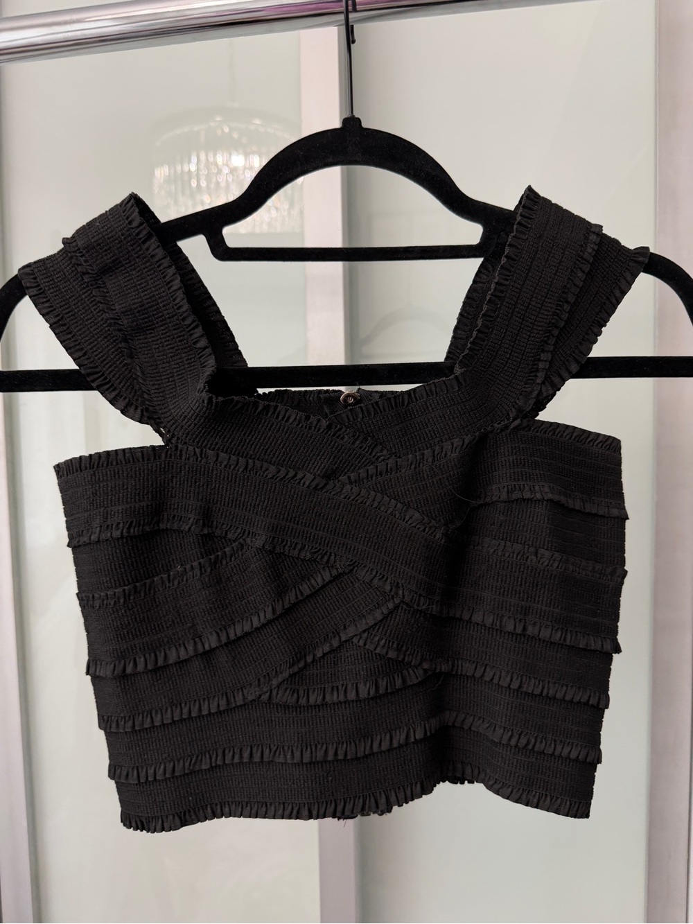 Italian Boutique Black Textured Crop Top